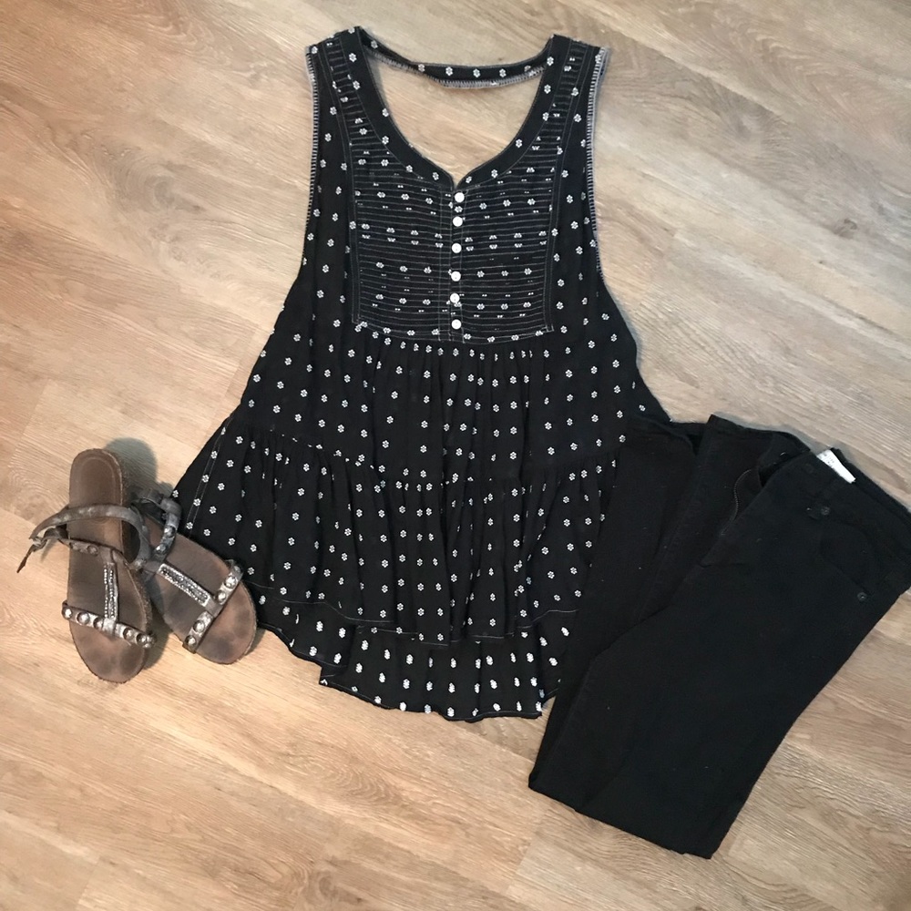 Free People Peplum Style Flowy Halter Tank Top